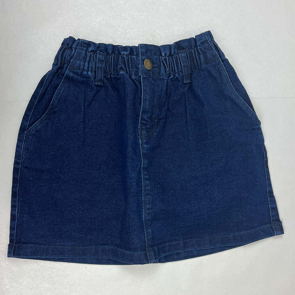 Girls blue denim skirt front