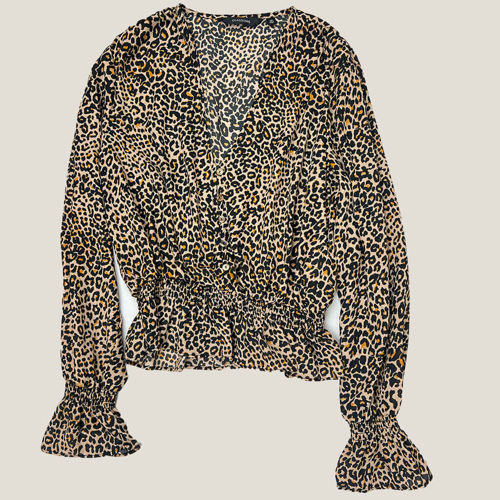 Glassons Leopard Print Shirt 10 Front View
