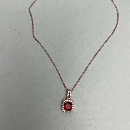 Gold chain red CZ stone 