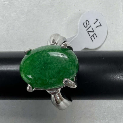 Silver Rings With Green Stones on Band Above