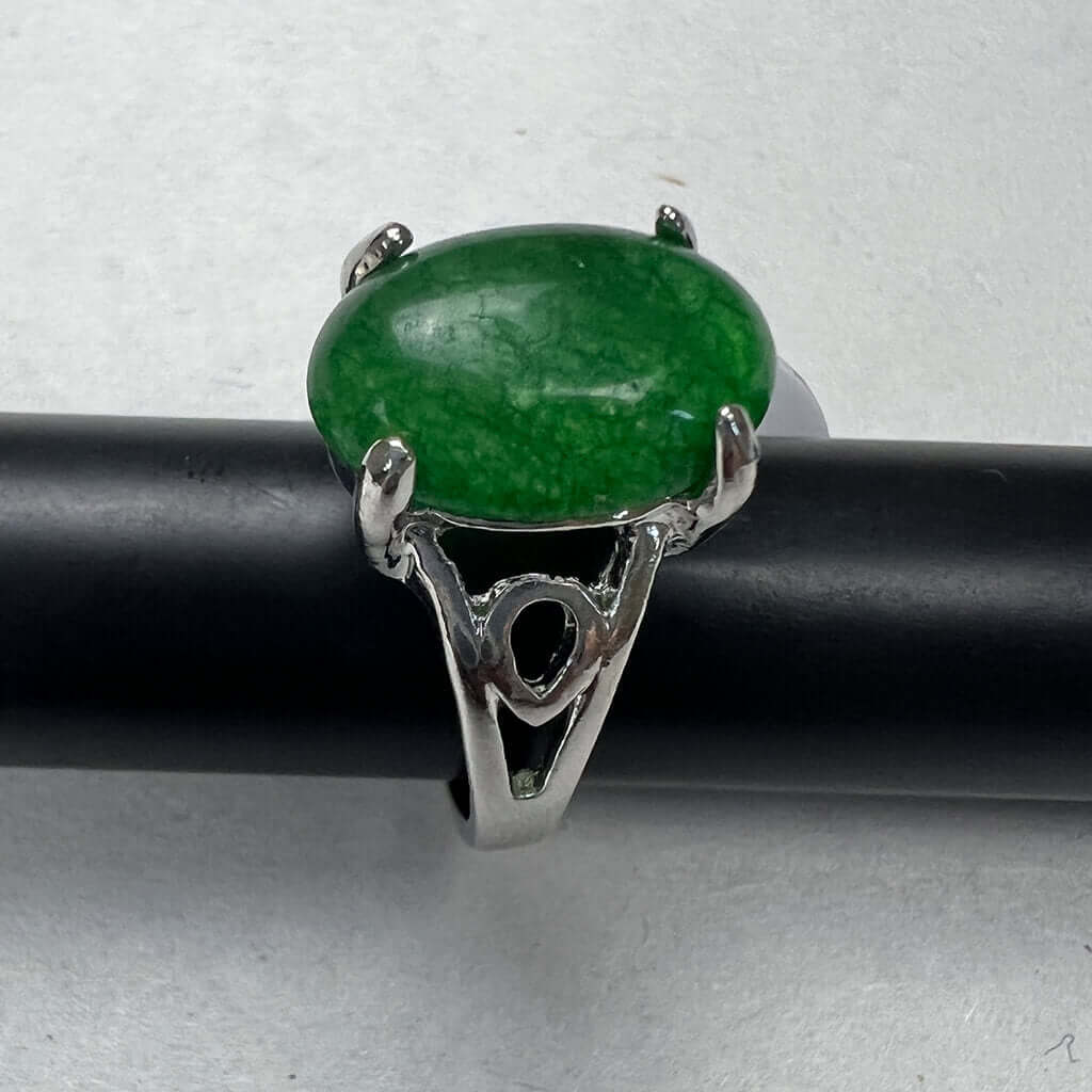 Silver Rings With Green Stones On Band