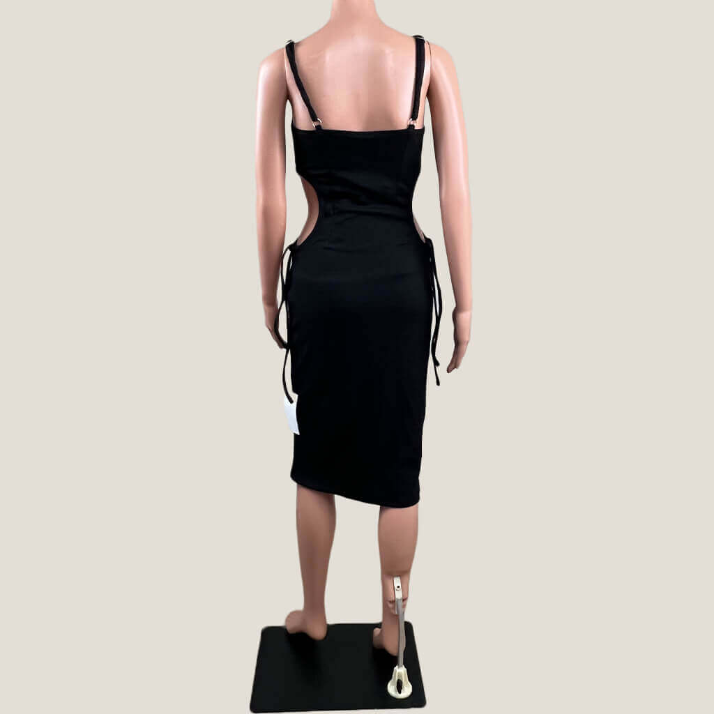 Hanna Schonberg NA-KD Black Midi Dress With Cut Outs Back