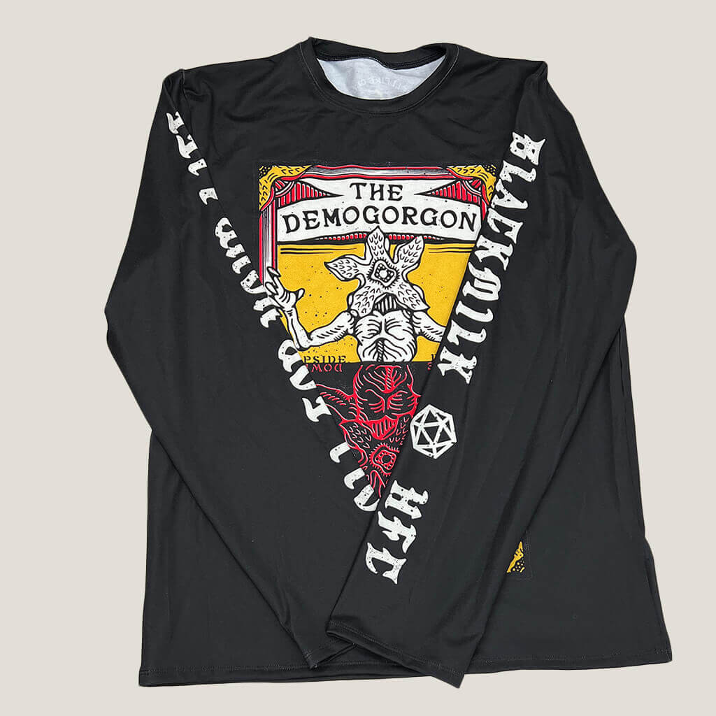 Stranger Things Hell Fire Club Black Long Sleeve Top With Demogoron Image 