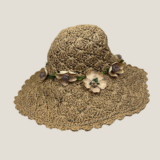 Lala Wide Rim Straw Sun Hat Beige