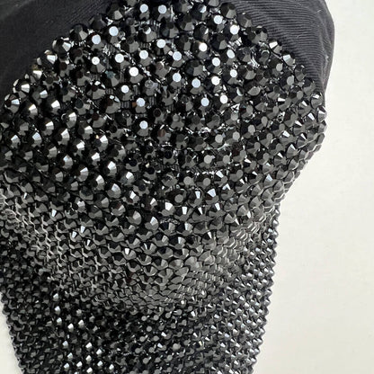 Lala black diamante stud baseball hat top detail