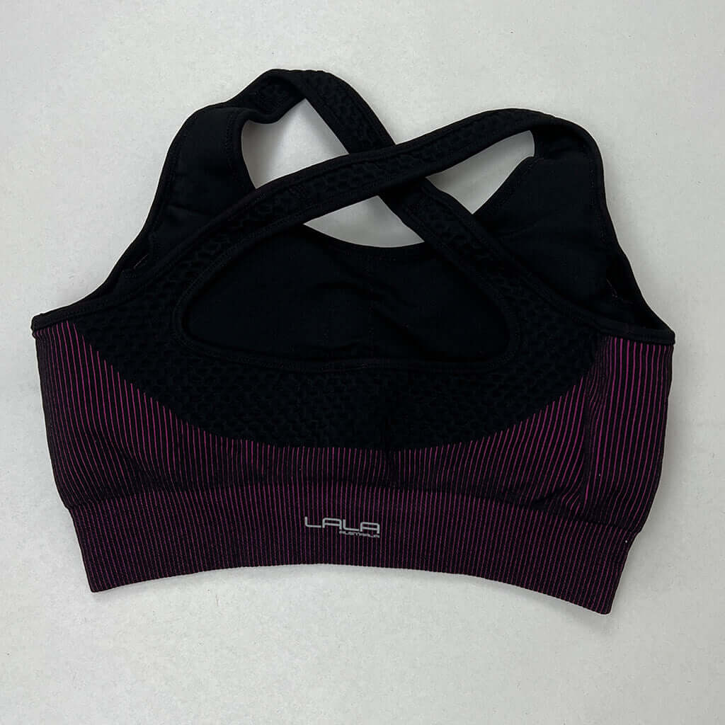 Lala purple and black sleeveless top back