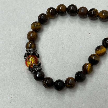 Bracelet, Lava Stone Style Brown Detail