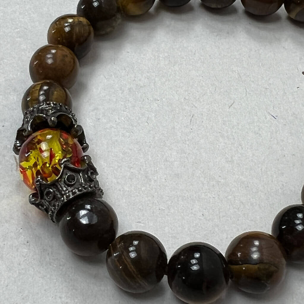 Bracelet, Lava Stone Style Brown coloured center