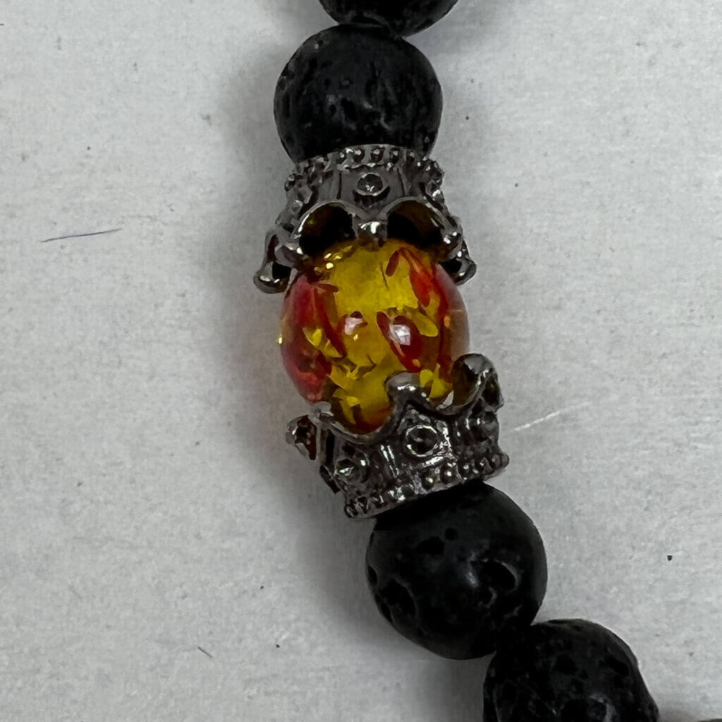 Bracelet, Lava Stone Style coloured center detail