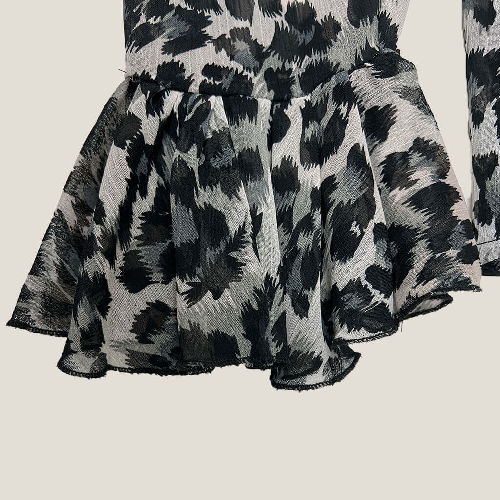 Cuff Detail Leopard Print Chiffon Shirt