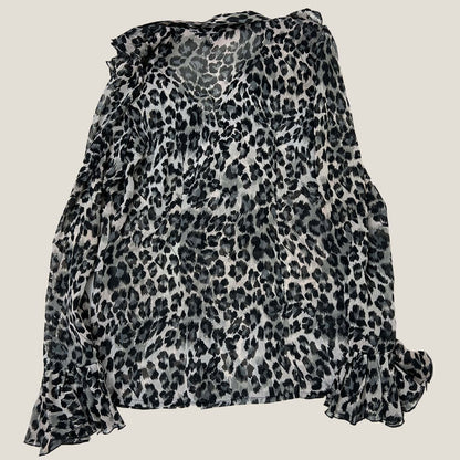 Back Leopard Print Chiffon Shirt