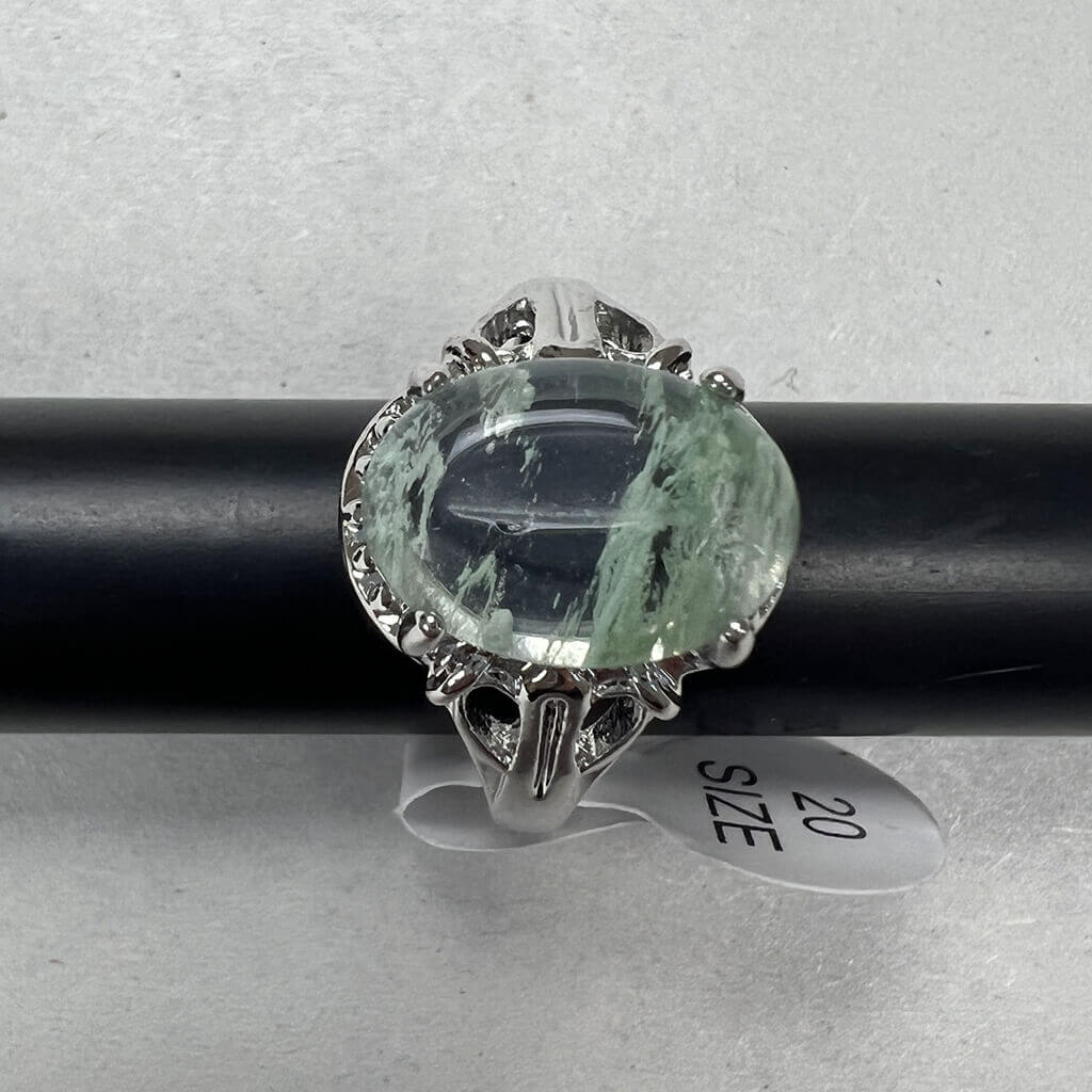 Silver Ring with Stone Green Thru it