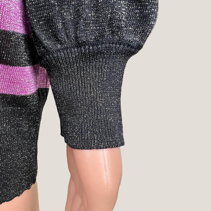 Little Party Dress Pink and Black Stripped Jumper  Cuff Detail