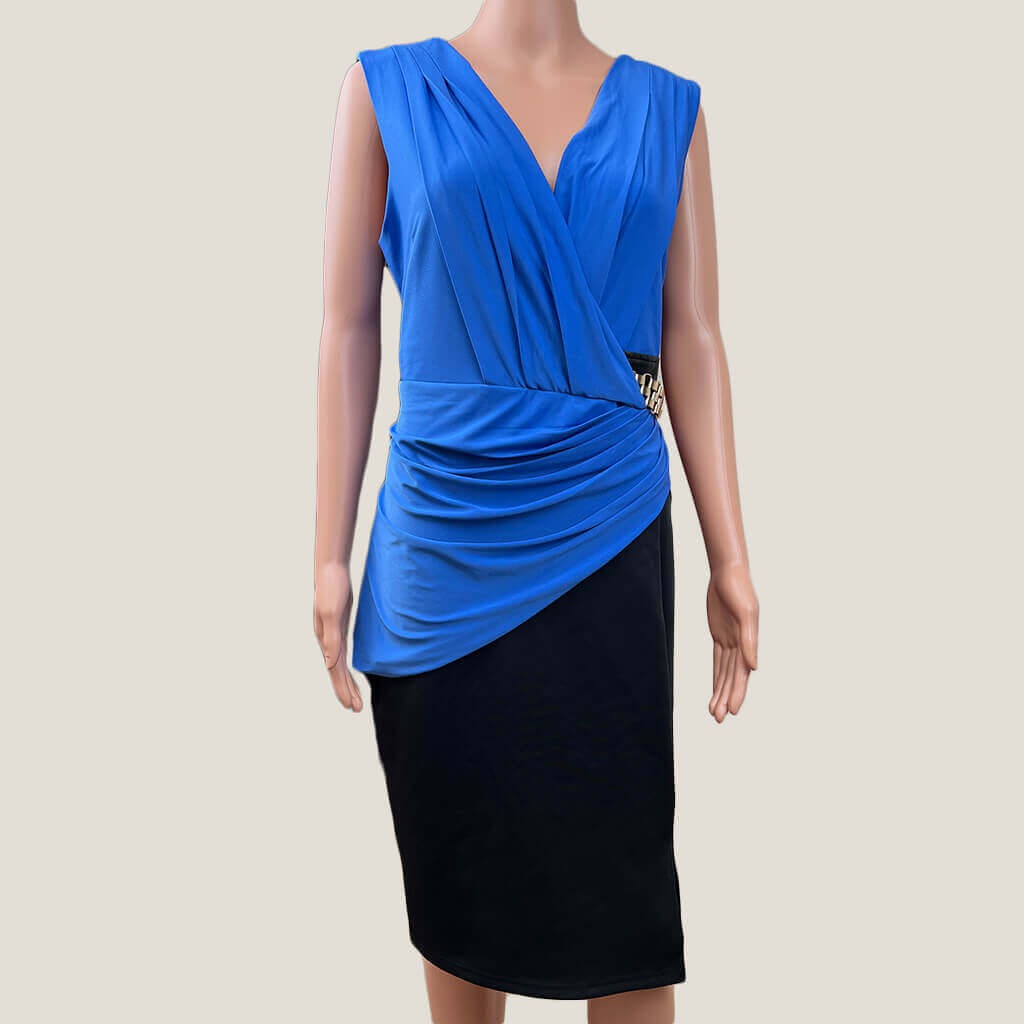 Sleeveless Draping Evening Dress Front