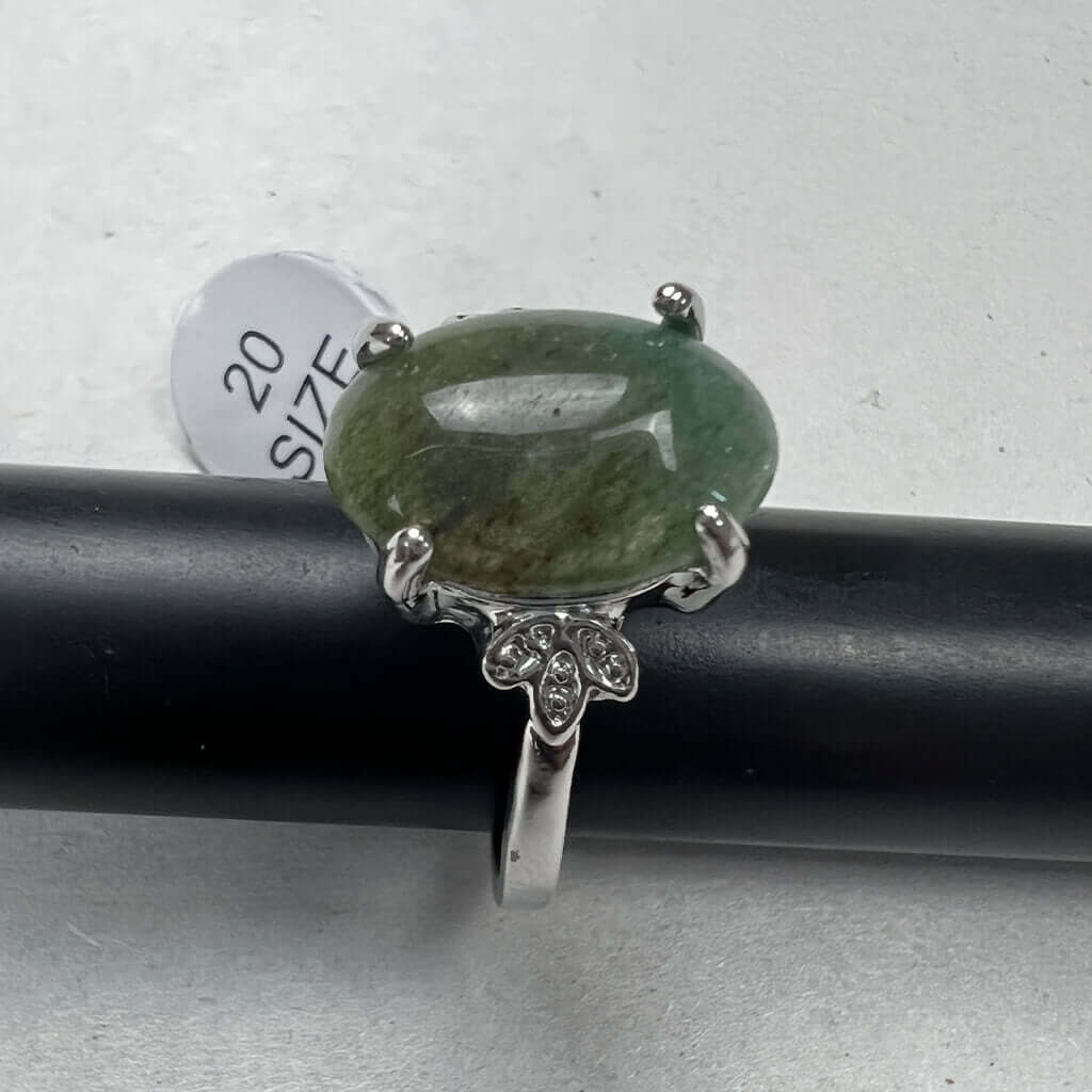 Silver Rings With Green Stones Pale Green on Band
