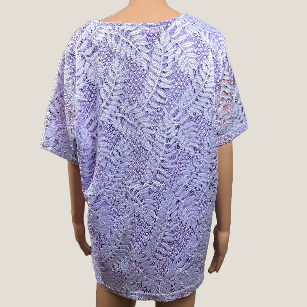 Short Sleeve Lavender Lace Top Back