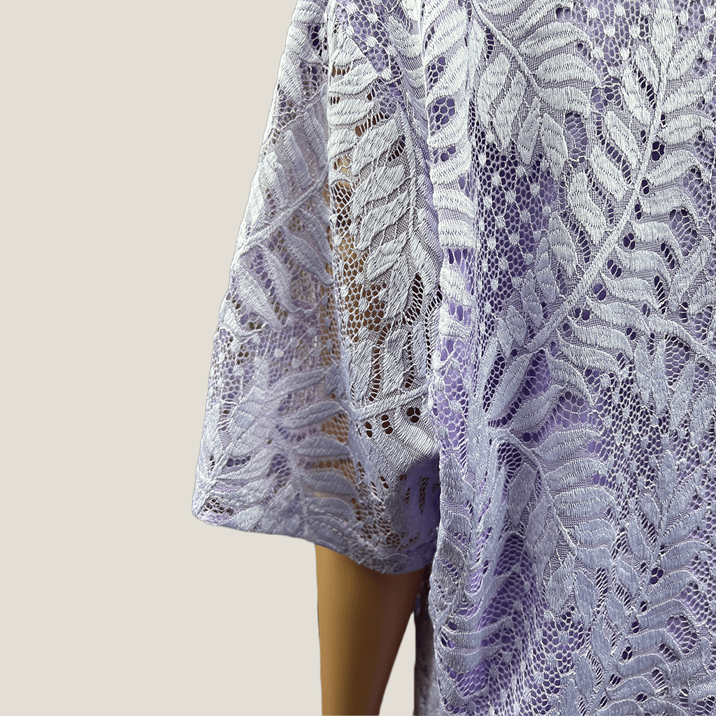 Short Sleeve Lavender Lace Top Sleeve