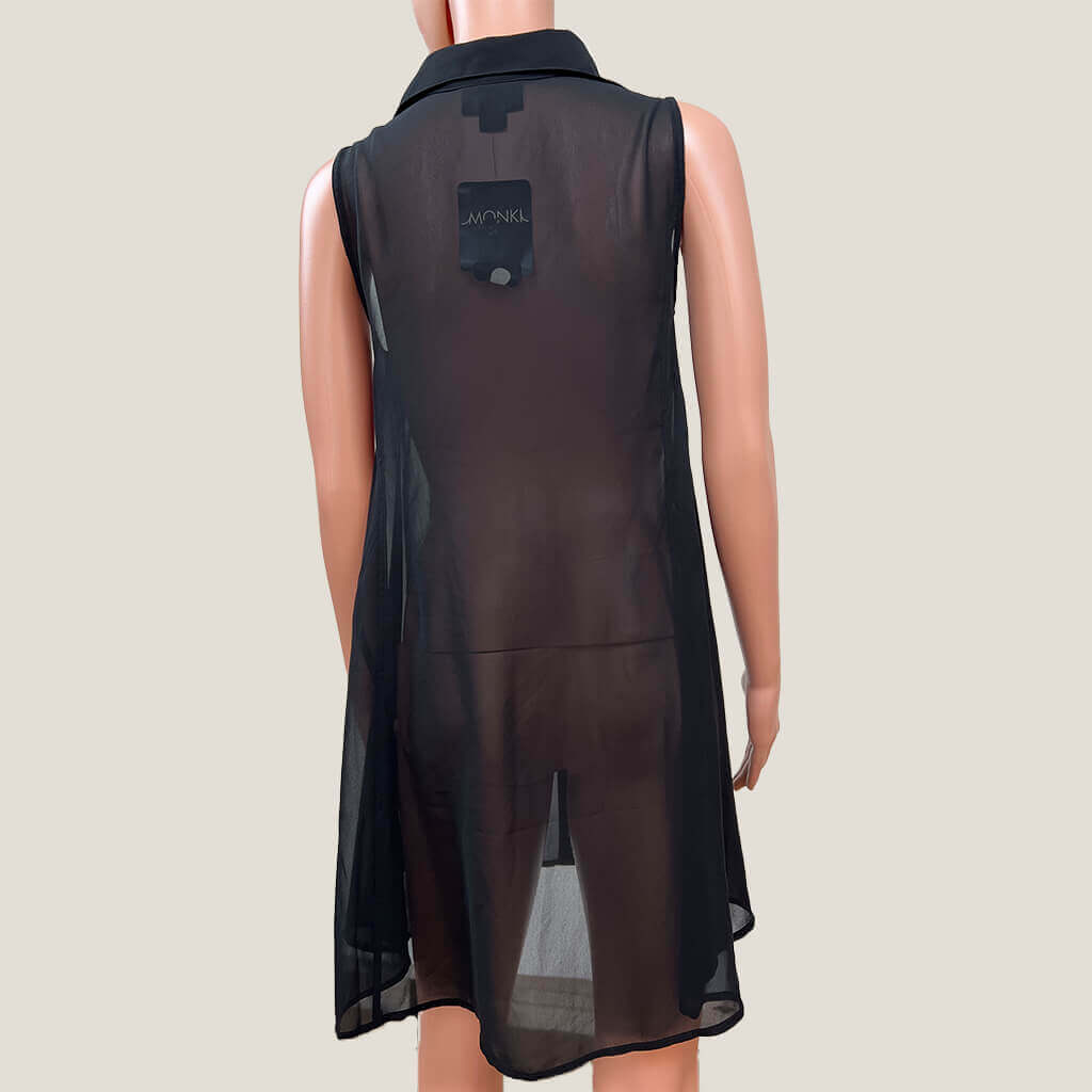 Monki Sheer Black Sleeveless Dress Back