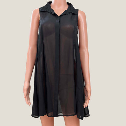 Monki Sheer Black Sleeveless Dress Front