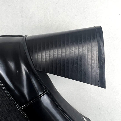 Nasty Gal Black Block Heel High Boot Detail