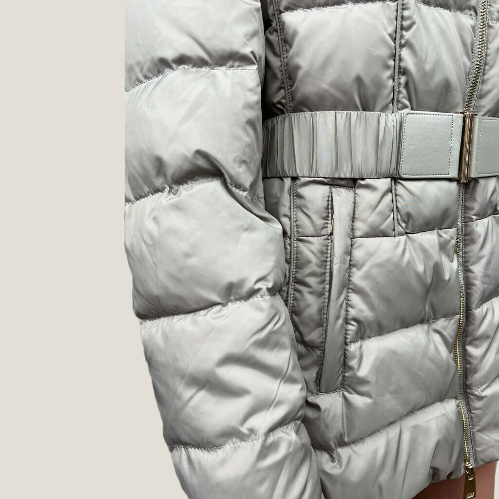 Oltre Beige Puffer Coat Side