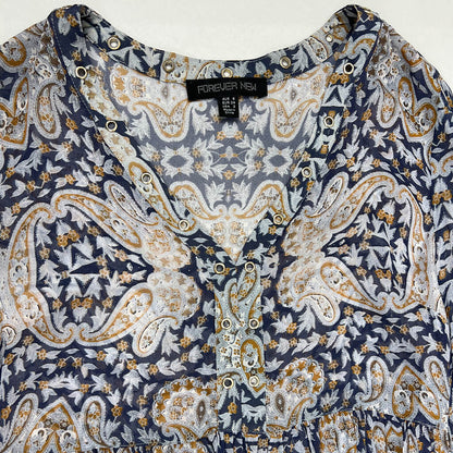 Collar Detail Forever New Sheer Paisley Top