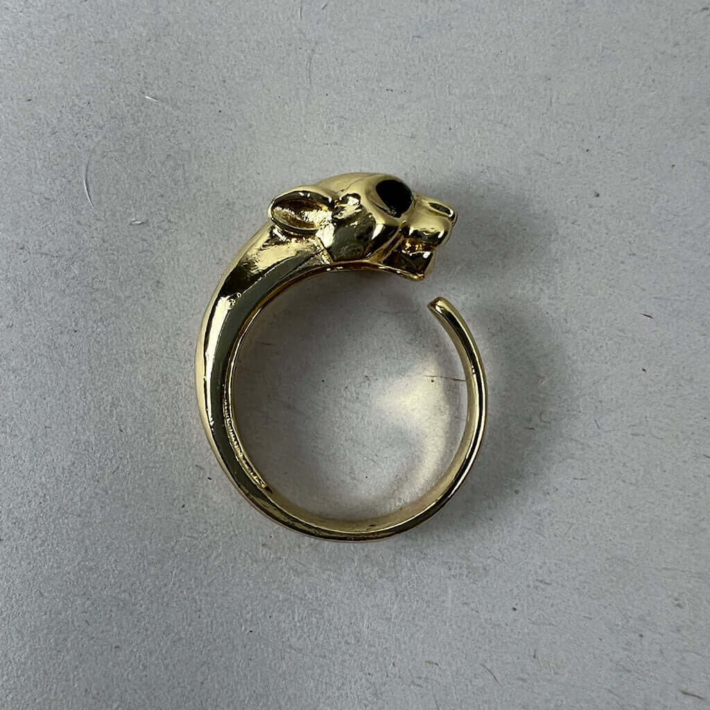 Mens Gold Panther Style Ring Side