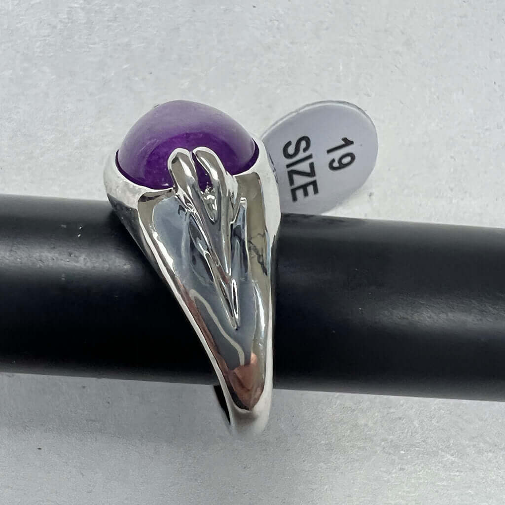 Silver Rings With Purple Stones Side
