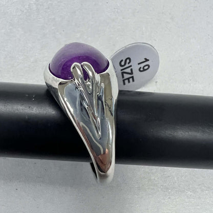 Silver Rings With Purple Stones Side