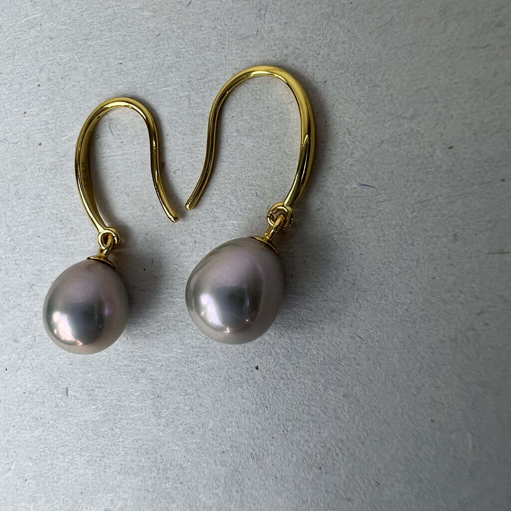 Cultured Freshwater Purple Pearl Drop Earrings