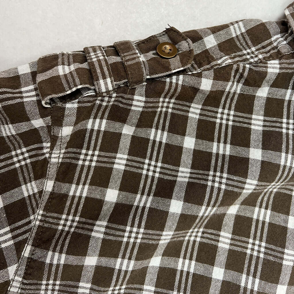 Rivers Mens Brown Checkered Shirt Shoulder Detail