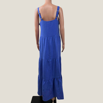 Rockmans Blue Sleeveless Dress Back