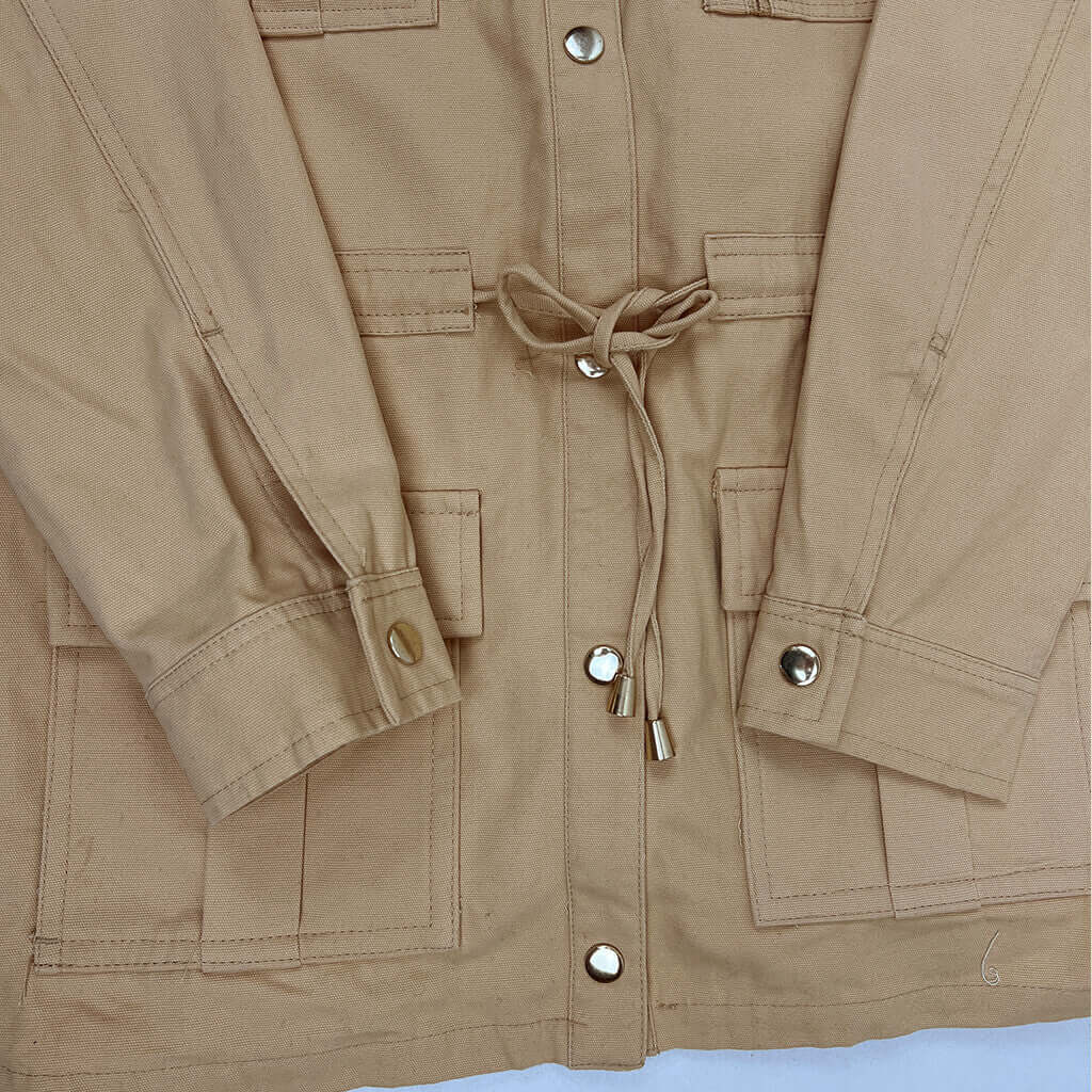 Rockmans caramel jacket front Hem Detail