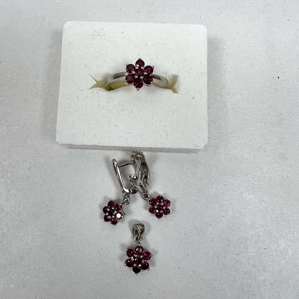 Sterling Silver Ring, Pendant And Earring Set