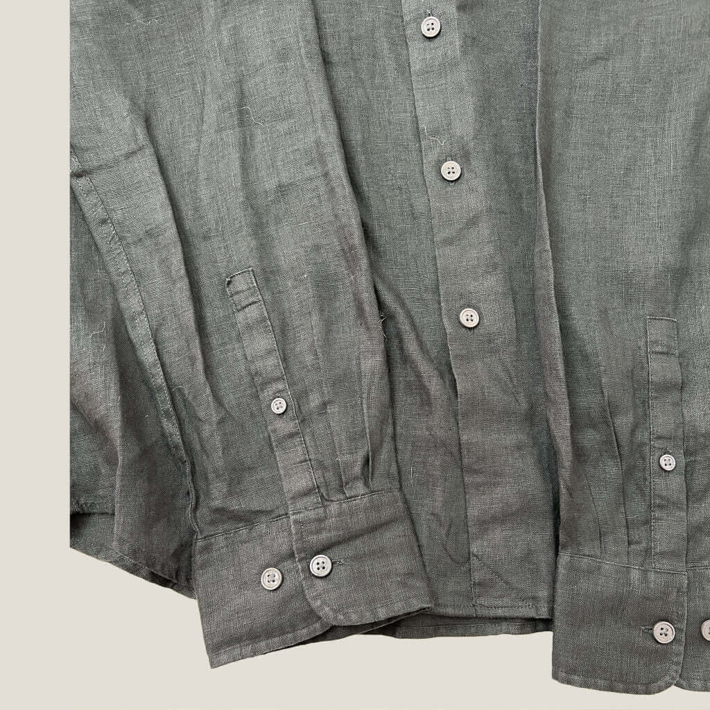 Saba Anderson Long Sleeve Linen Men's Shirt, Medium Front Detail