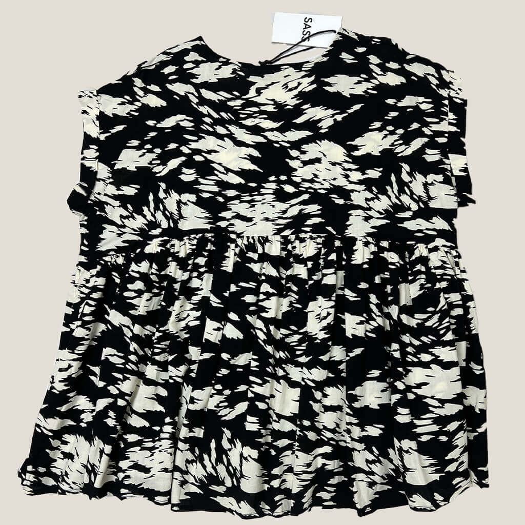 Back Front Sass Macy Black and White Baby Doll Top