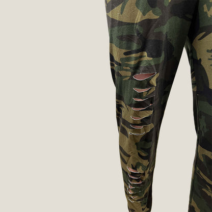 Shein Army Print Distressed Leggings Detail Leg