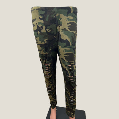 Shein Army Print Distressed Leggings Front