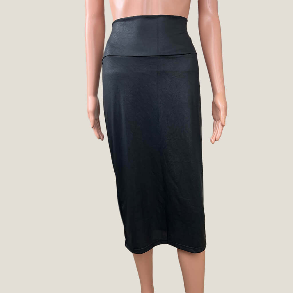 Shein Matte Black Pencil Skirt With Textured Print Front