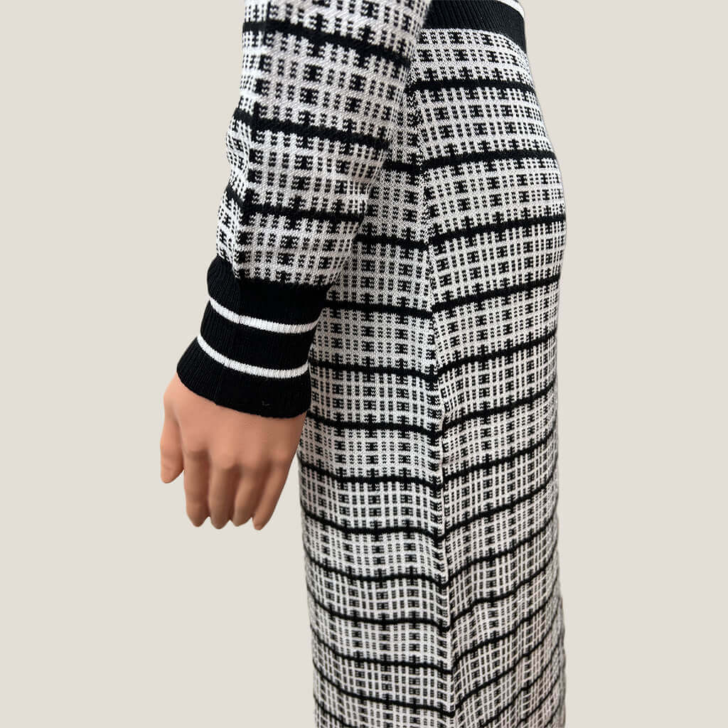 Shein Black And White Plaid Knit Maxi Dress Side