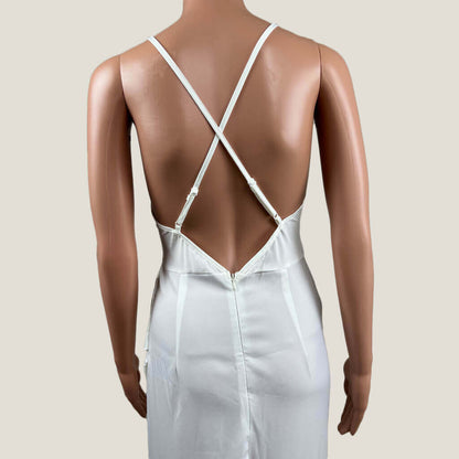 Shein White Sleeveless Open Back Maxi Dress With Side Split