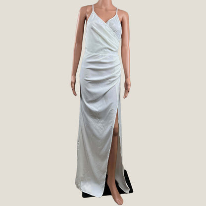 Shein White Sleeveless Open Back Maxi Dress With Side Split Shein White Sleeveless Open Back Maxi Dress With Side Split