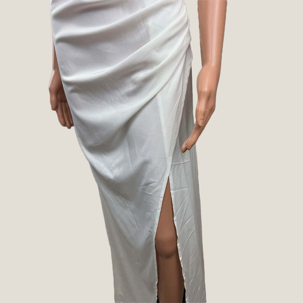 Shein White Sleeveless Open Back Maxi Dress With Side Split Detail
