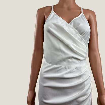 Shein White Sleeveless Maxi DressTop Draping Detail