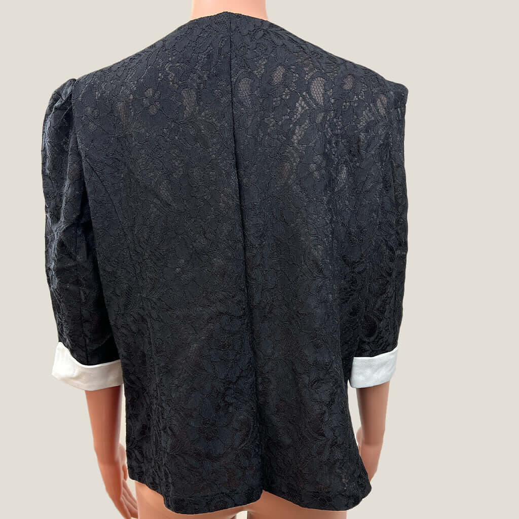 Sogno D'Oro Black And White Lace Jacket Back