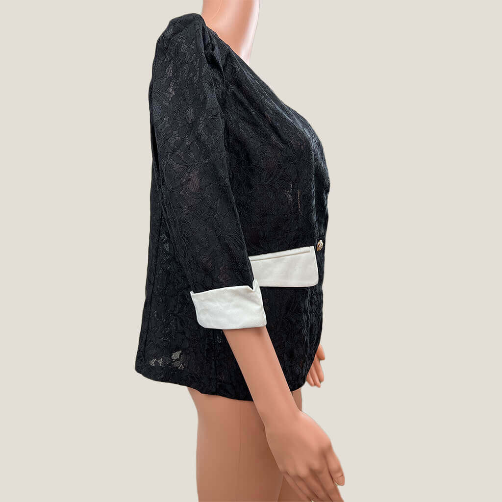 Sogno D'Oro Black And White Lace Jacket Lace