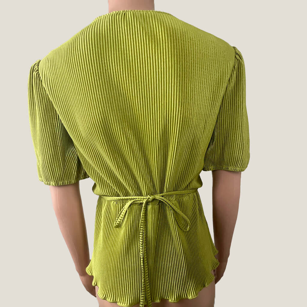 Sportsgirl Crinkle Metallic Green Woman's Top Back View