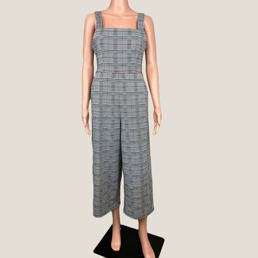 Sportsgirl Plaid Overalls Front