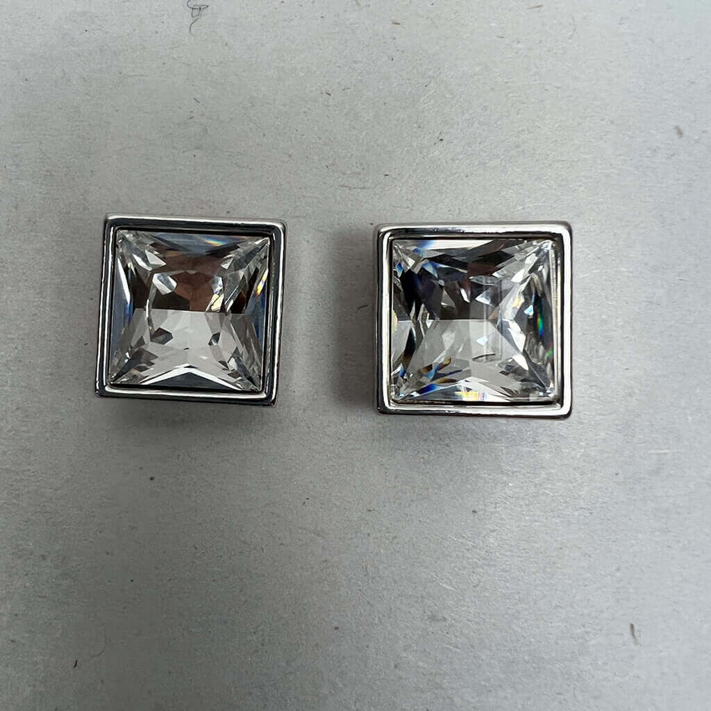 Swarovski Clear Crystal Element Stud Earring Pair on White