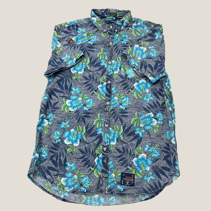 Super Dry Hawaiian Shirt FrontSuperDry Vintage Blue Hawaiian Shirt Front